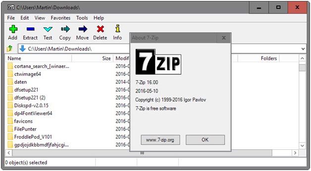 7zip main window