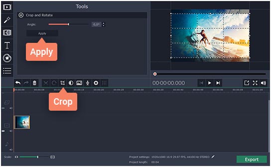 Movavi how to cut video 2 screen