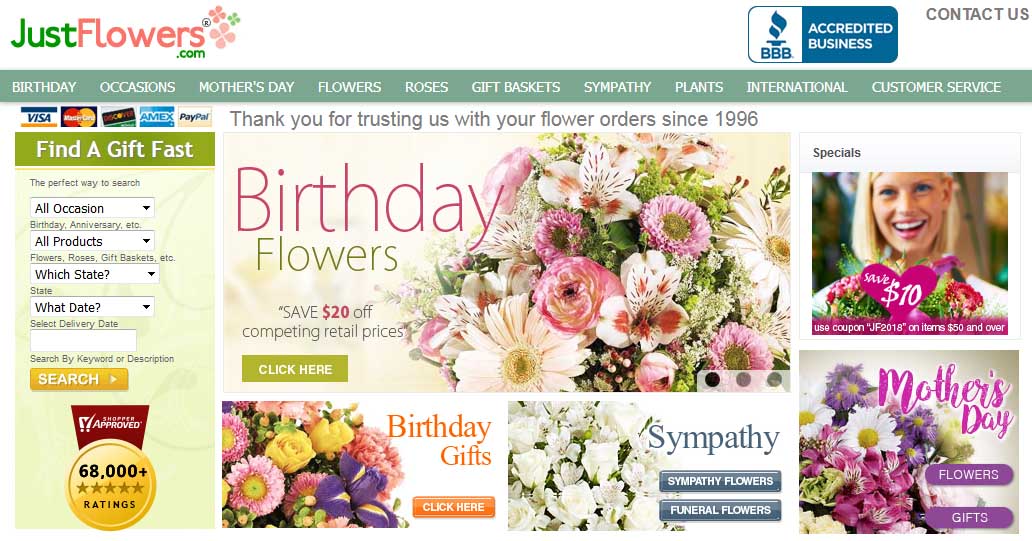 Justflowers Online Store Review