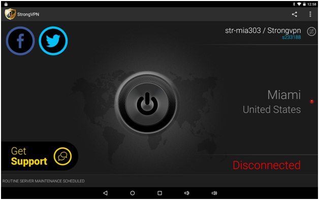 StrongVPN Main Window