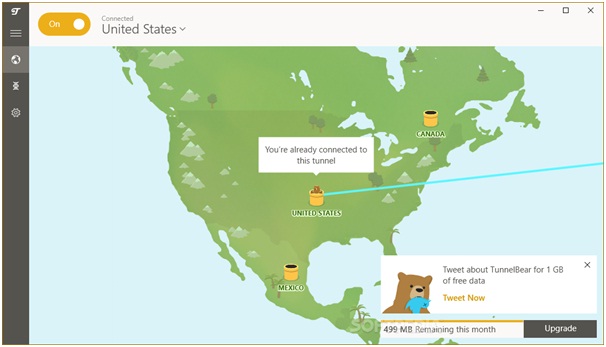 TunnelBear VPN USA Connection