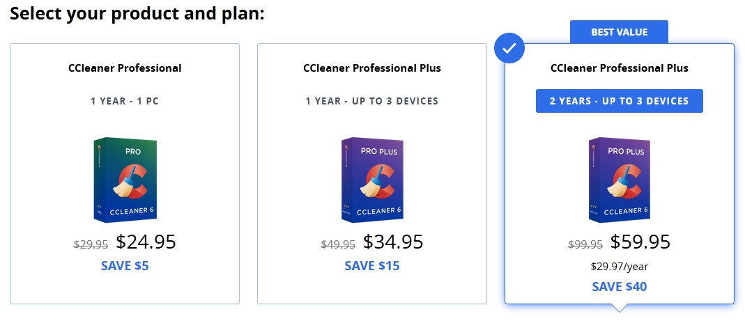 CCleaner Professional discounted pricing plans 2023