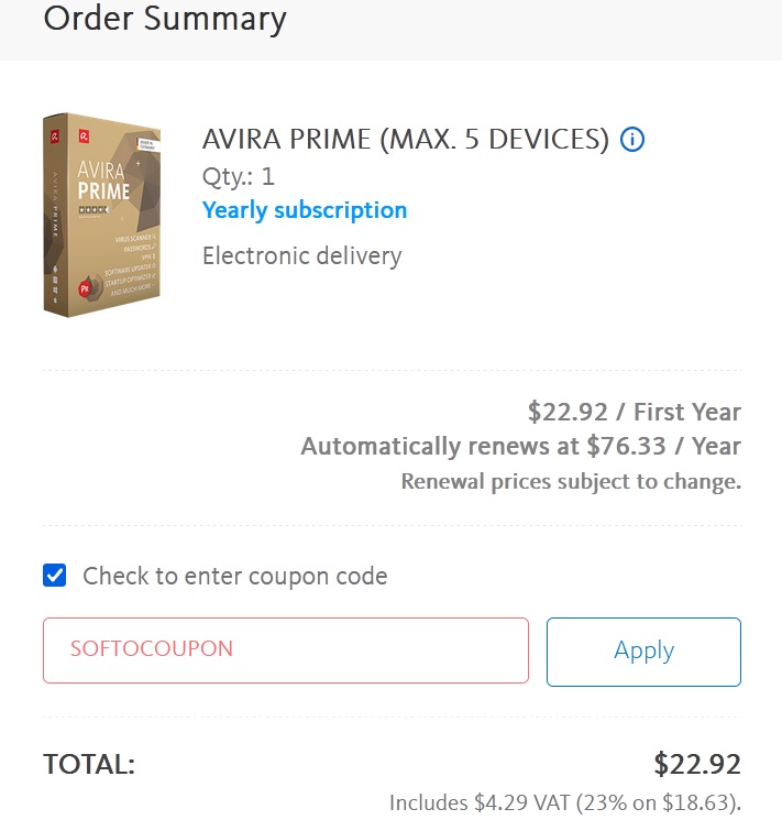 avira prime 2023 how to apply coupon code