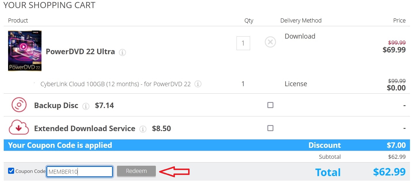 cyberlink powerdvd redeem coupon code