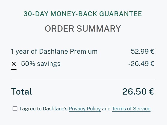 Dashlane coupon code applied