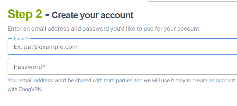 ZoogVPN create account