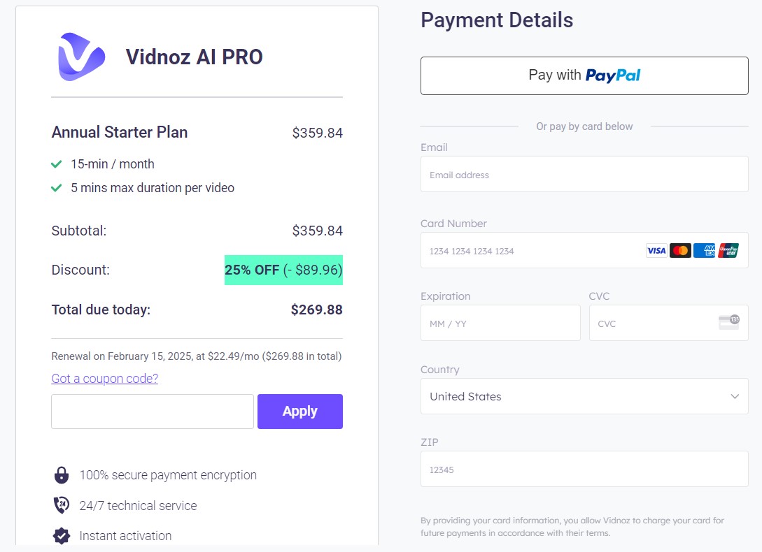 Vidnoz AI Video Generator apply coupon