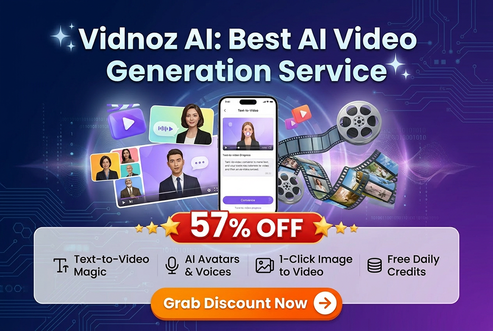 57% off Vidnoz AI video generation promo codes