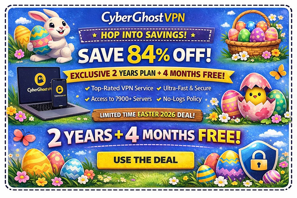 84% Off CyberGhost VPN discount code Easter 2026