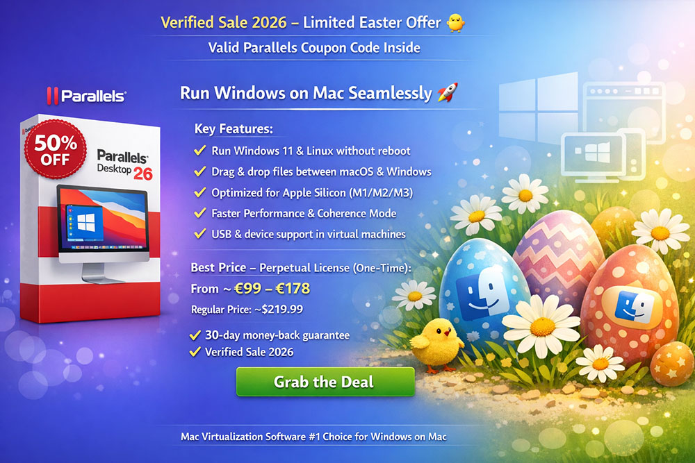 50% Off Parallels Desktop 26 discount code Easter 2026 sale
