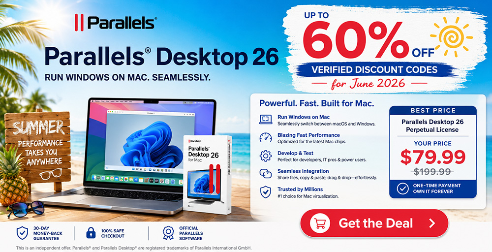 60% discount for Parallels Desktop 26 for MAC perpetual license