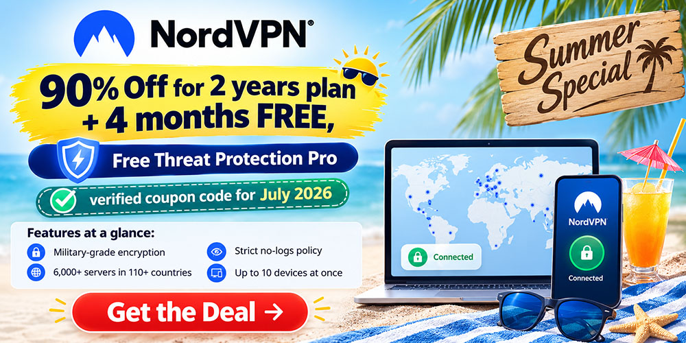 90% off NordVPN coupon code July 2026