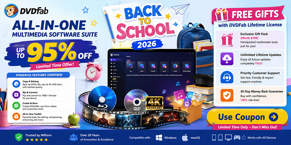 95% Off DVDFab Back to School 2026 Deals